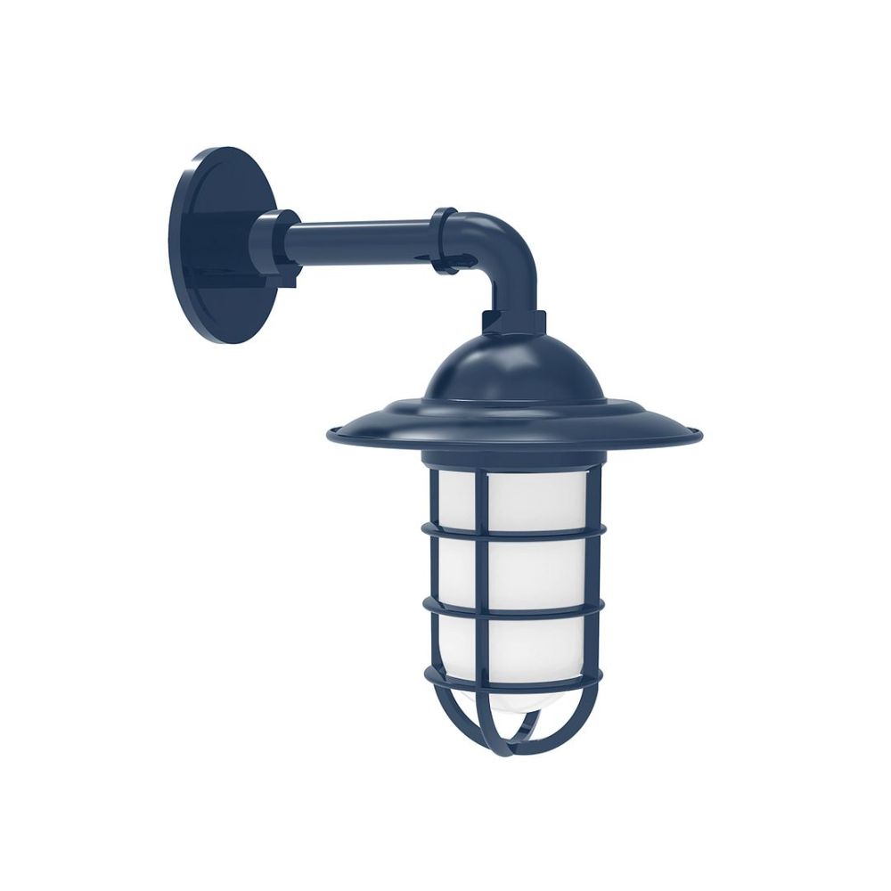 Montclair Lightworks GNM052-50 Vaportite, Style A shade, single wall mount with clear glass and cast guard, Navy